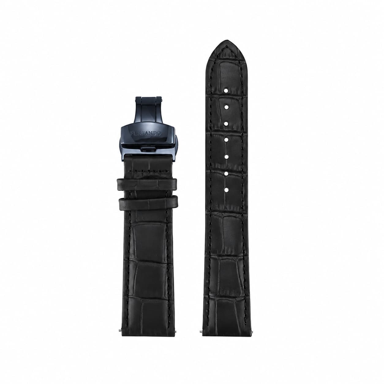 רצועת עור בצבע שחור עם אבזם פרפר כחול BLBK20BL