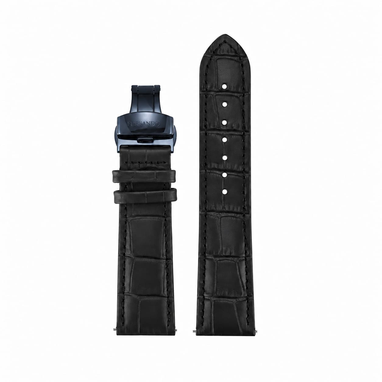 רצועת עור בצבע שחור עם אבזם פרפר כחול BLBK22BL