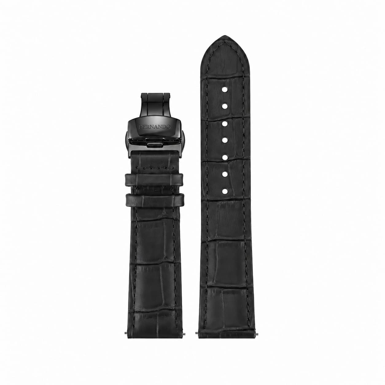 רצועת עור בצבע שחור עם אבזם פרפר שחור BLBK22BK